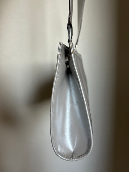 Salvatore Ferragamo Silver Patent Leather One Shoulder