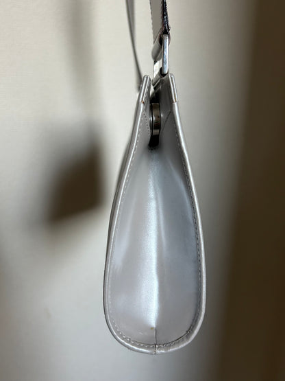 Salvatore Ferragamo Silver Patent Leather One Shoulder
