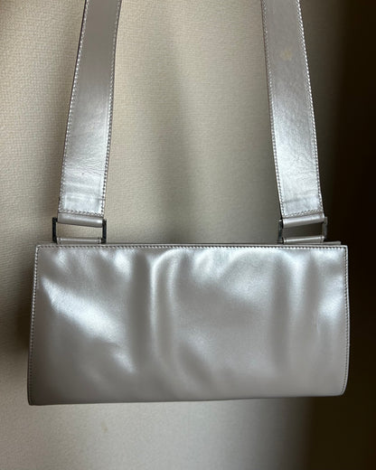 Salvatore Ferragamo Silver Patent Leather One Shoulder