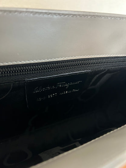 Salvatore Ferragamo Silver Patent Leather One Shoulder