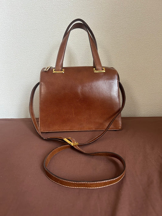 Ferragamo Reddish Brown Three-Way Boston Bag