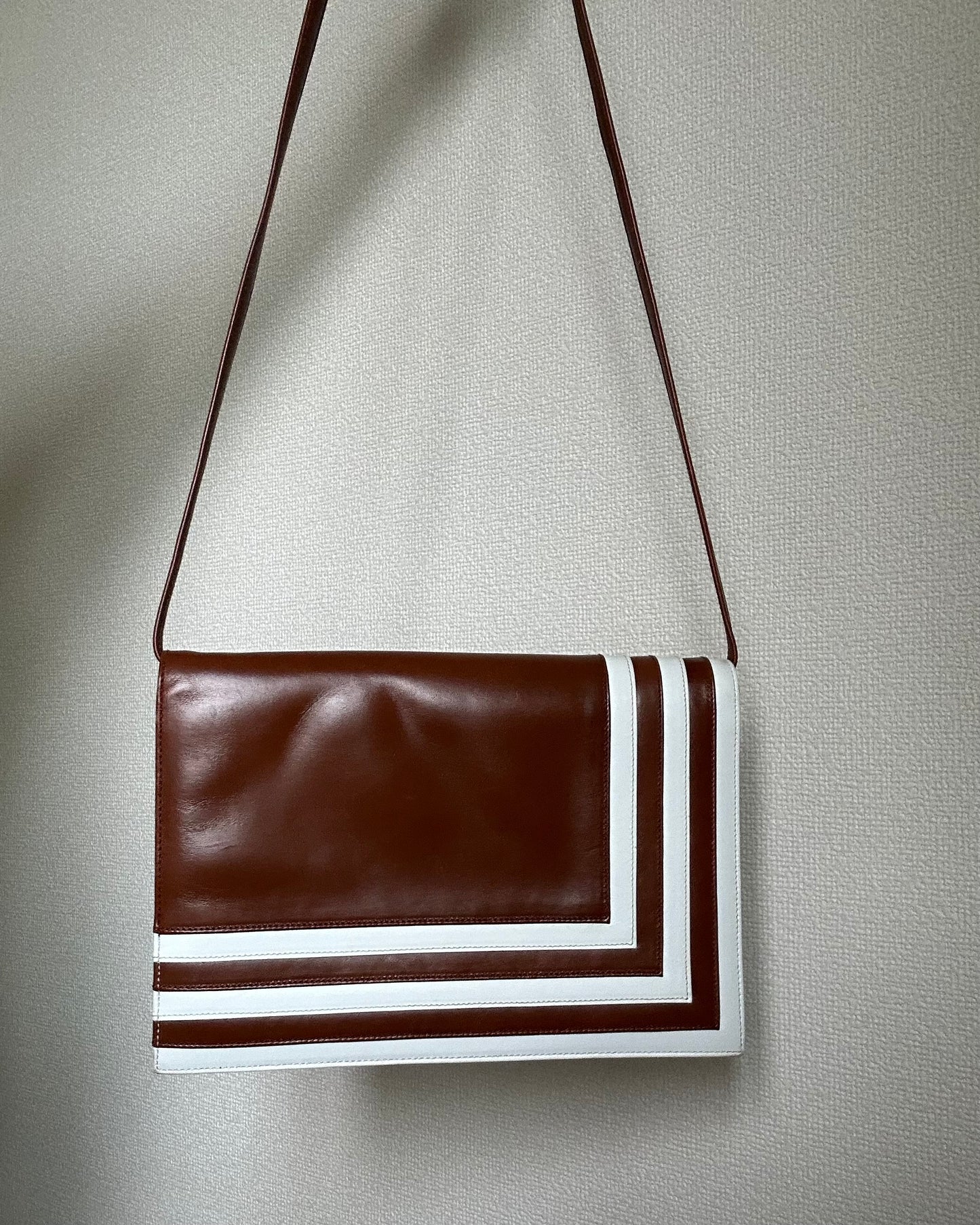 Valentino Garavani Cognac Brown Geometric Flap Bag