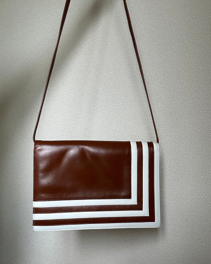 Valentino Garavani Cognac Brown Geometric Flap Bag