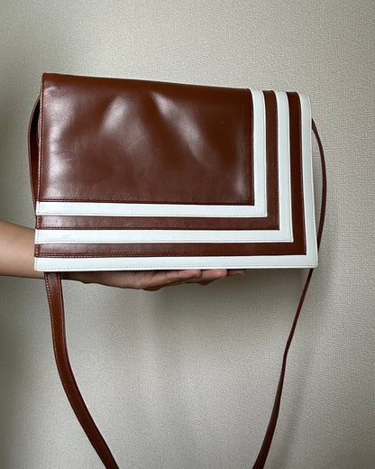 Valentino Garavani Cognac Brown Geometric Flap Bag