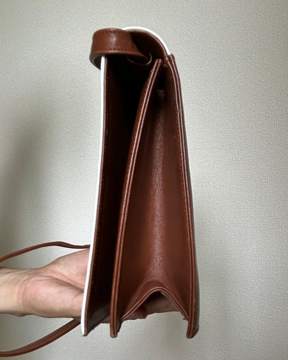 Valentino Garavani Cognac Brown Geometric Flap Bag