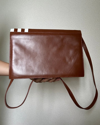 Valentino Garavani Cognac Brown Geometric Flap Bag