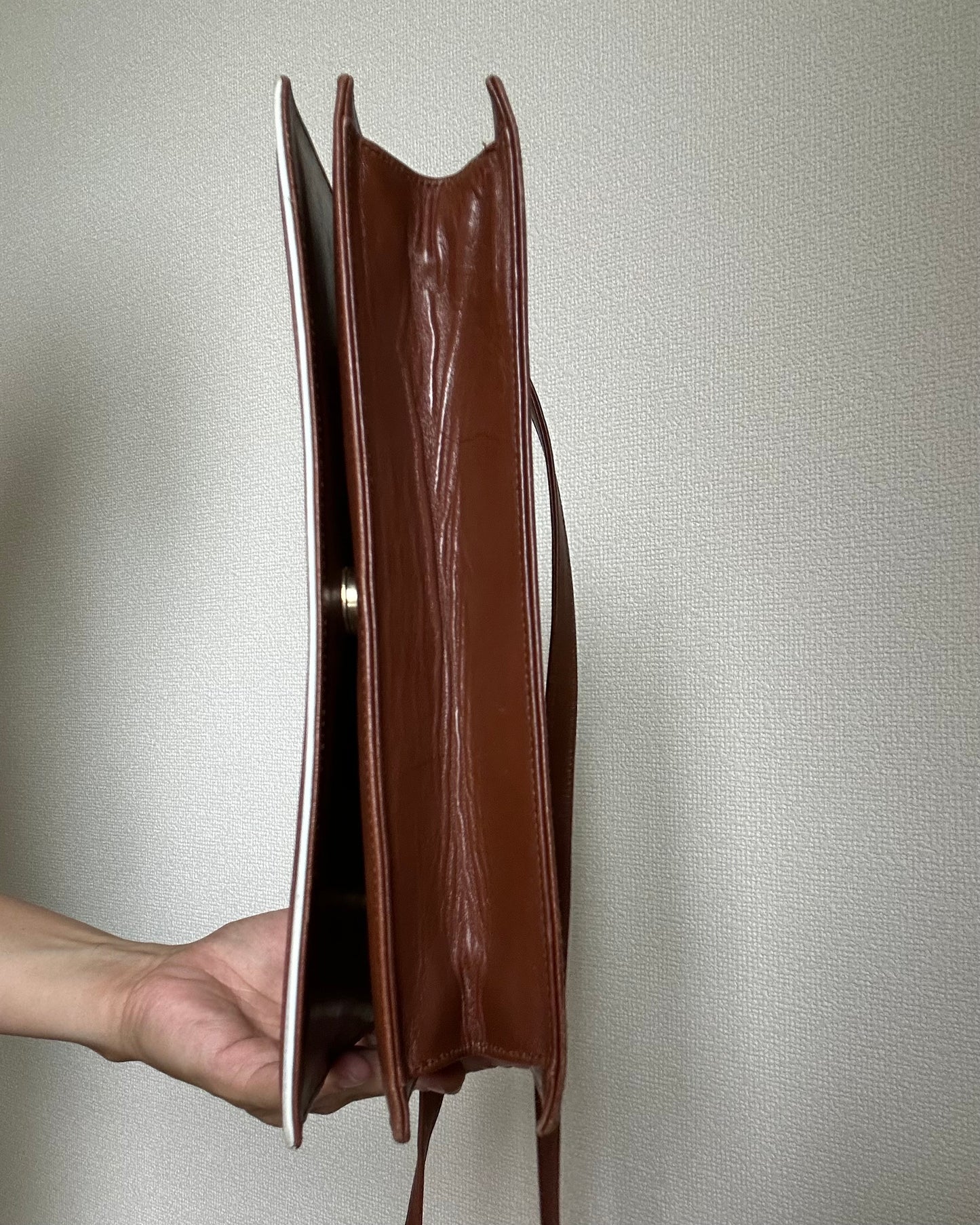 Valentino Garavani Cognac Brown Geometric Flap Bag