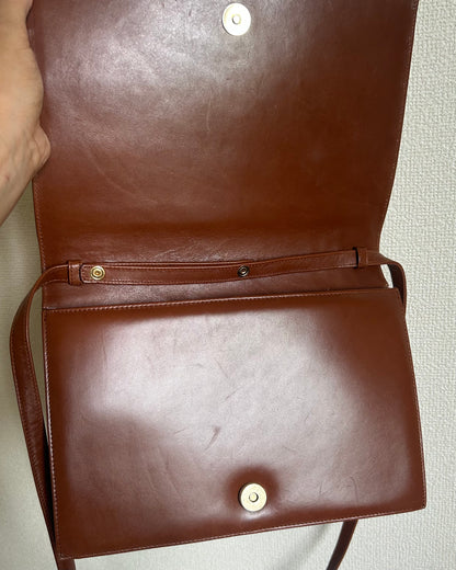 Valentino Garavani Cognac Brown Geometric Flap Bag