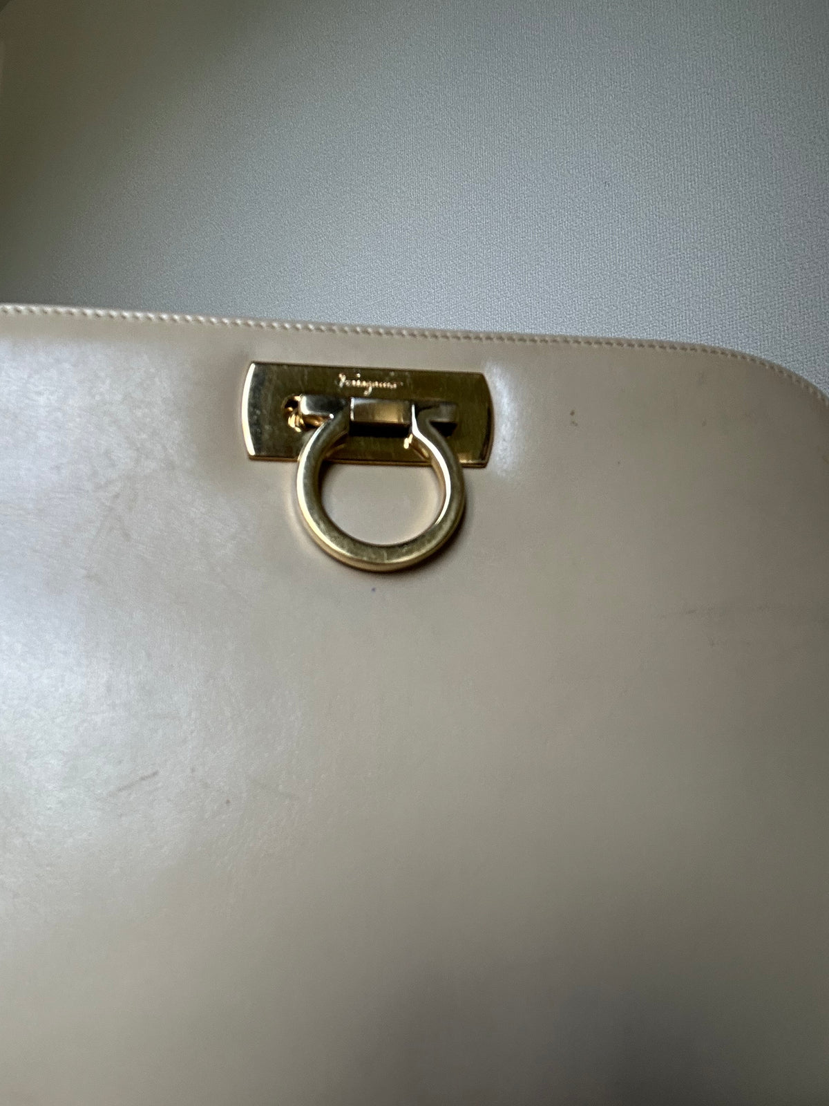 Salvatore Ferragamo Half Moon Cream Shoulder Bag