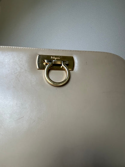 Salvatore Ferragamo Half Moon Cream Shoulder Bag