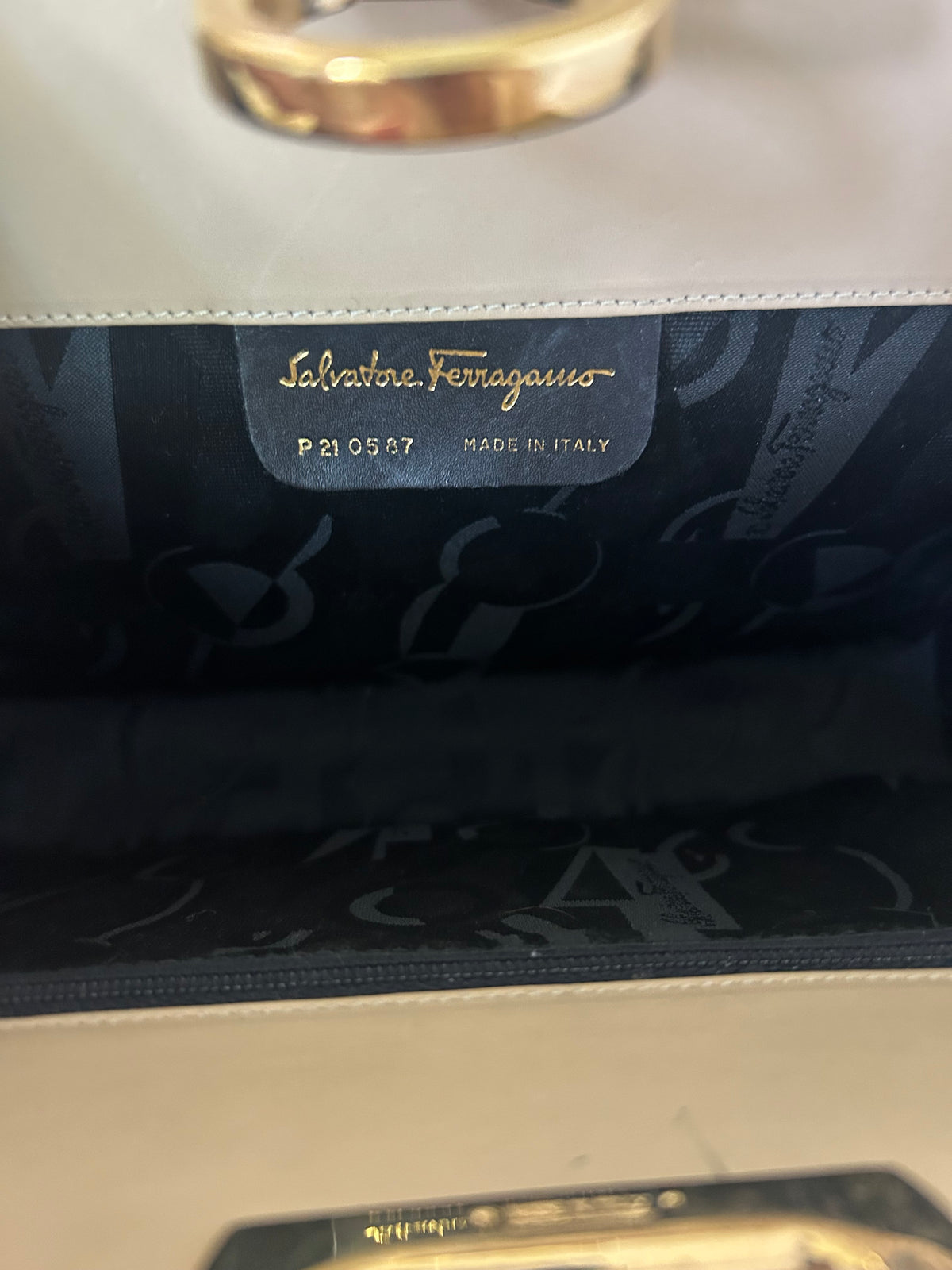Salvatore Ferragamo Half Moon Cream Shoulder Bag