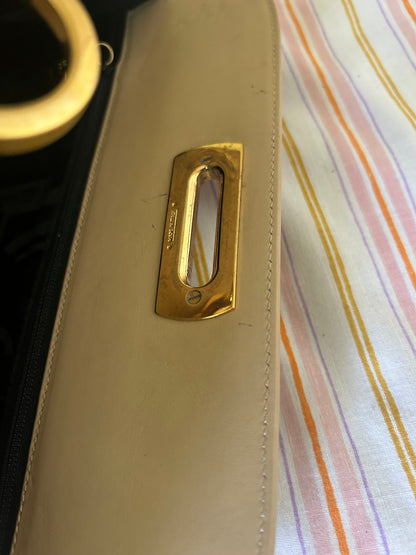 Salvatore Ferragamo Half Moon Cream Shoulder Bag