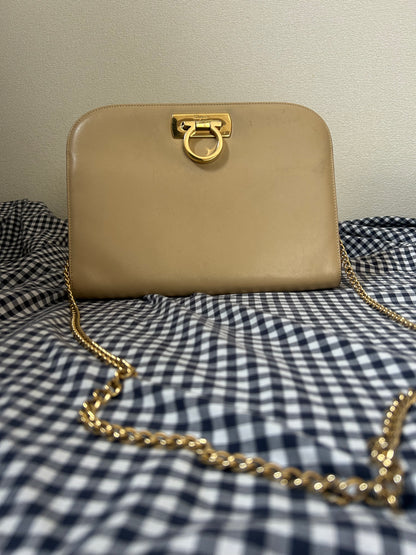 Salvatore Ferragamo Half Moon Cream Shoulder Bag