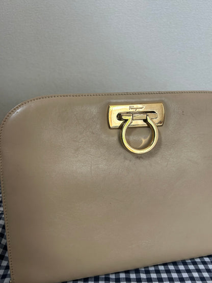 Salvatore Ferragamo Half Moon Cream Shoulder Bag