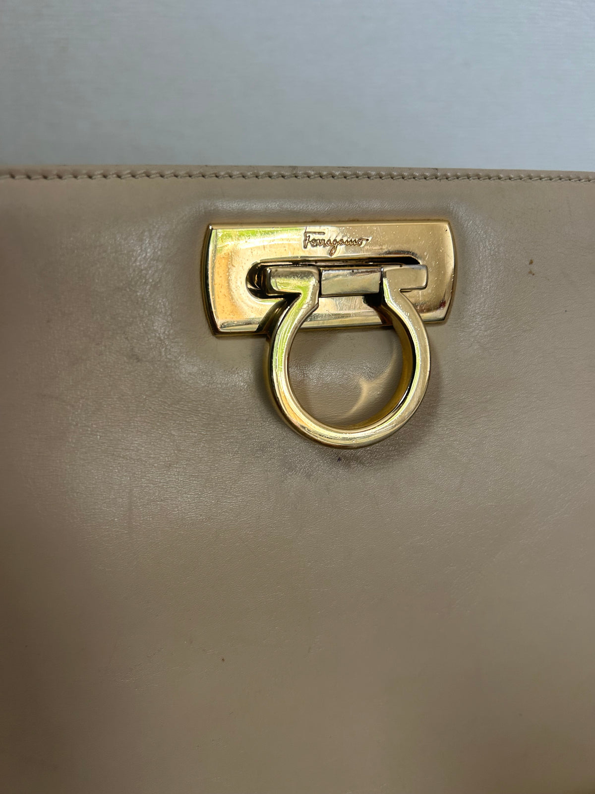 Salvatore Ferragamo Half Moon Cream Shoulder Bag