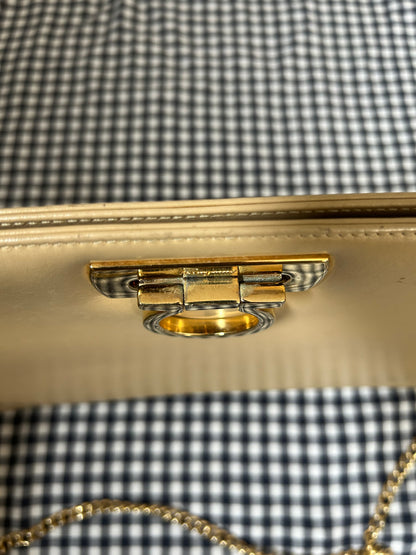 Salvatore Ferragamo Half Moon Cream Shoulder Bag