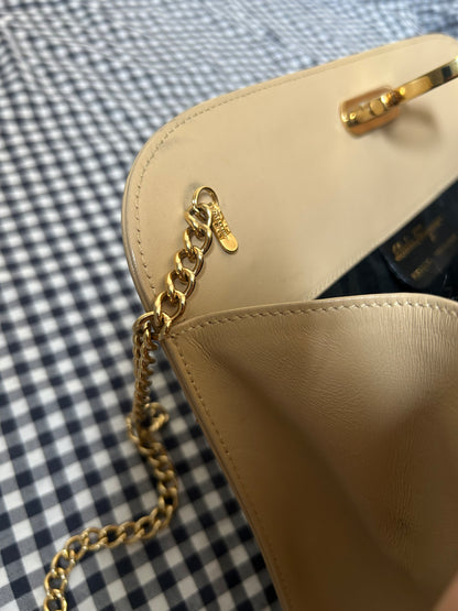 Salvatore Ferragamo Half Moon Cream Shoulder Bag