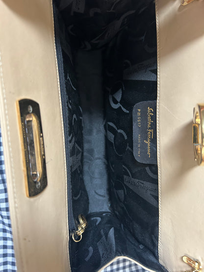 Salvatore Ferragamo Half Moon Cream Shoulder Bag