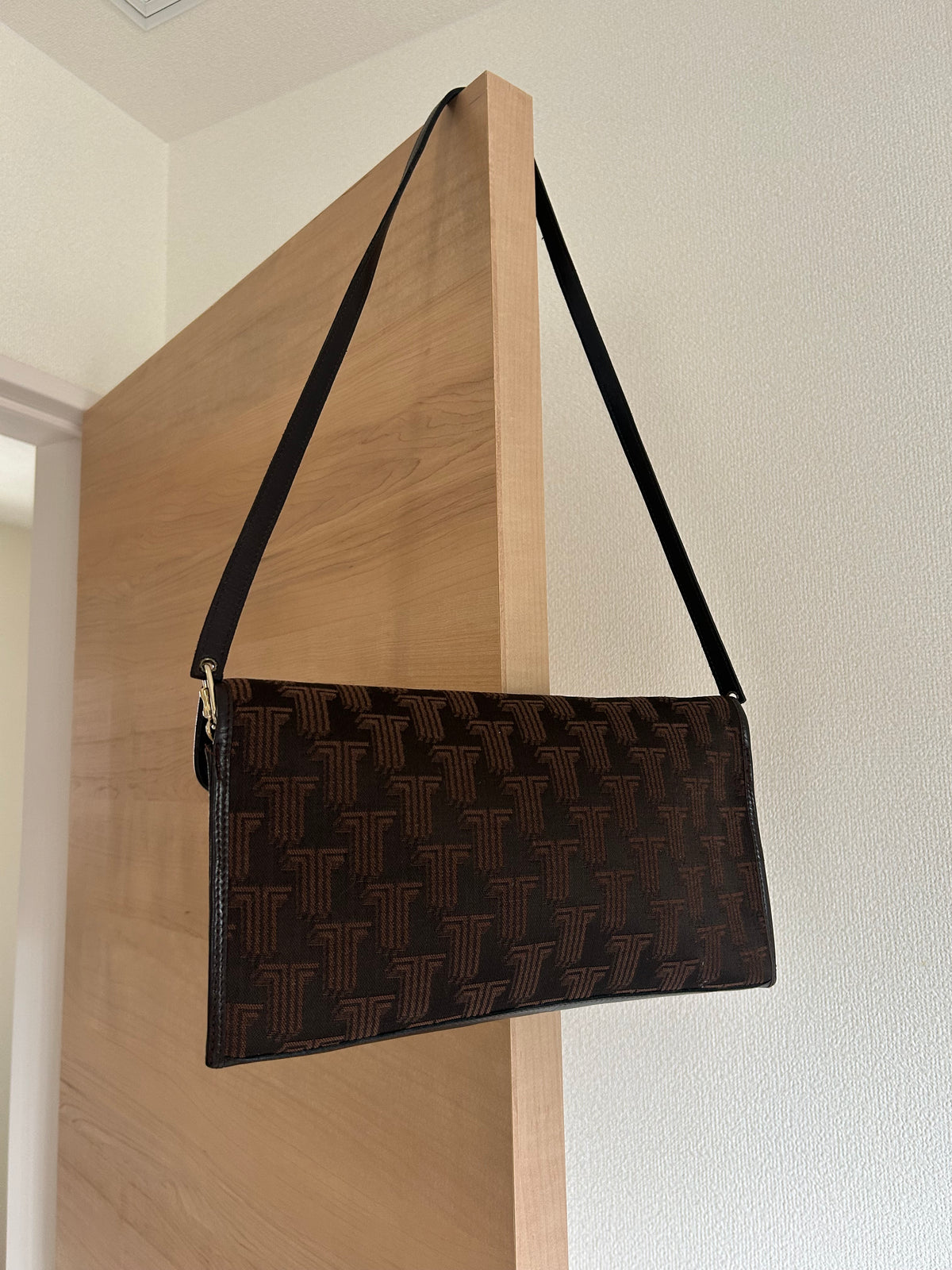80s Lanvin Monogram Canvas Convertible Clutch Bag