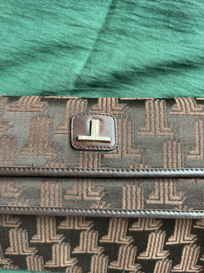 80s Lanvin Monogram Canvas Convertible Clutch Bag