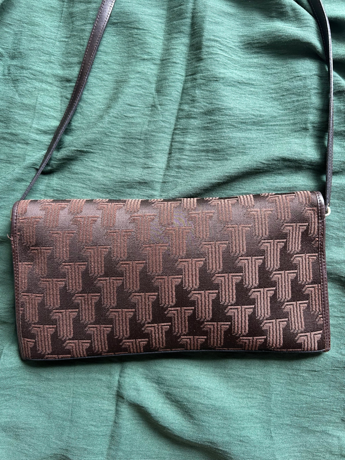80s Lanvin Monogram Canvas Convertible Clutch Bag