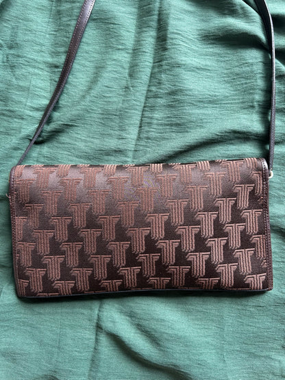80s Lanvin Monogram Canvas Convertible Clutch Bag