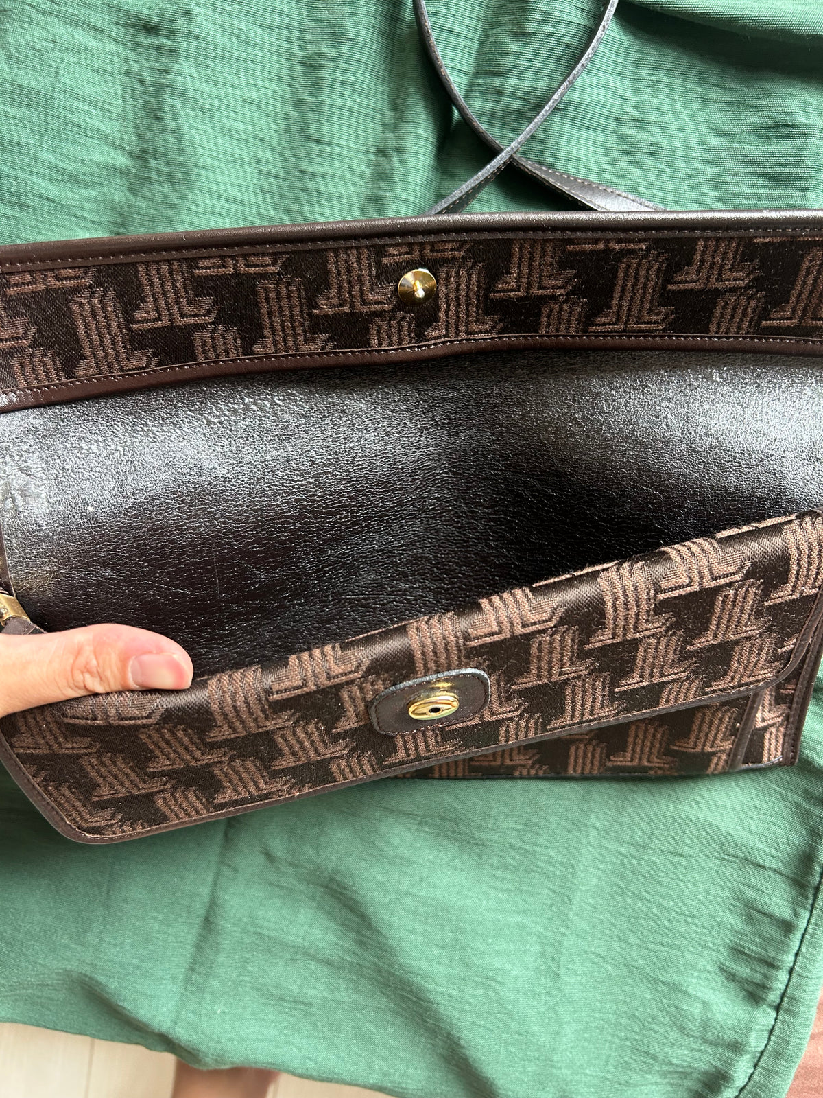 80s Lanvin Monogram Canvas Convertible Clutch Bag