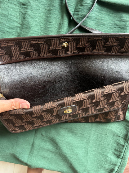80s Lanvin Monogram Canvas Convertible Clutch Bag