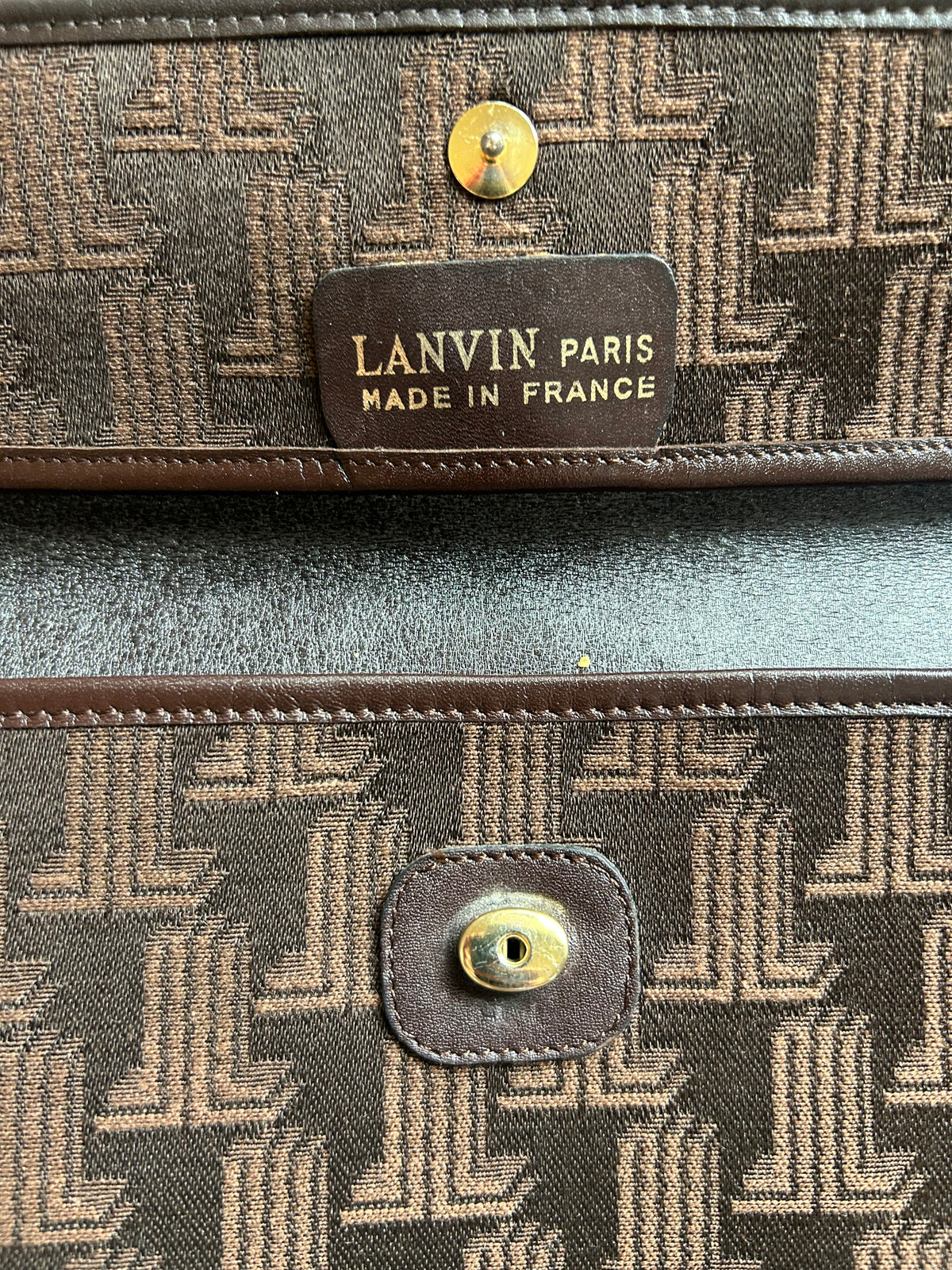 80s Lanvin Monogram Canvas Convertible Clutch Bag