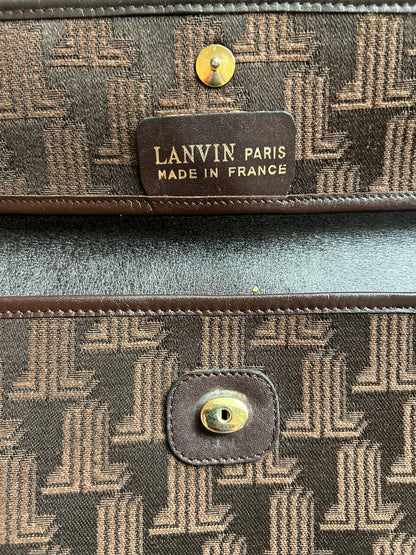 80s Lanvin Monogram Canvas Convertible Clutch Bag