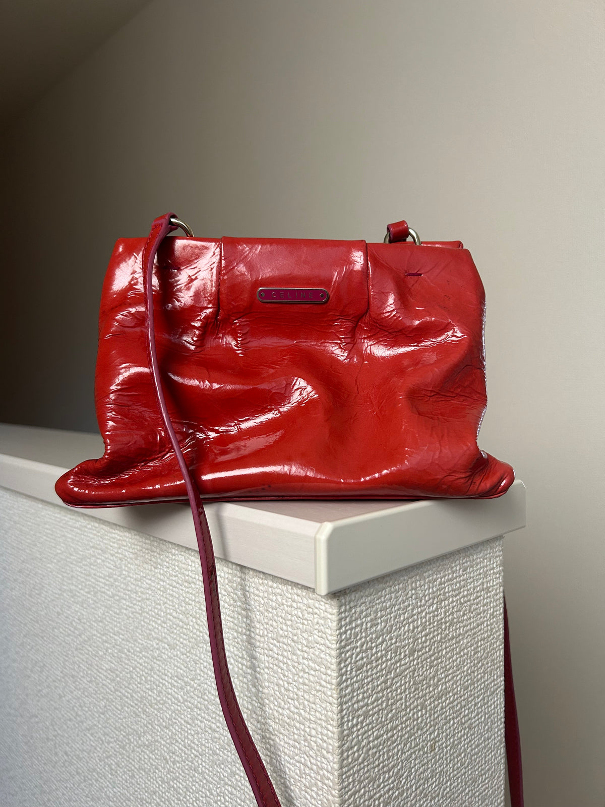 Celine Red Patent Leather Sling