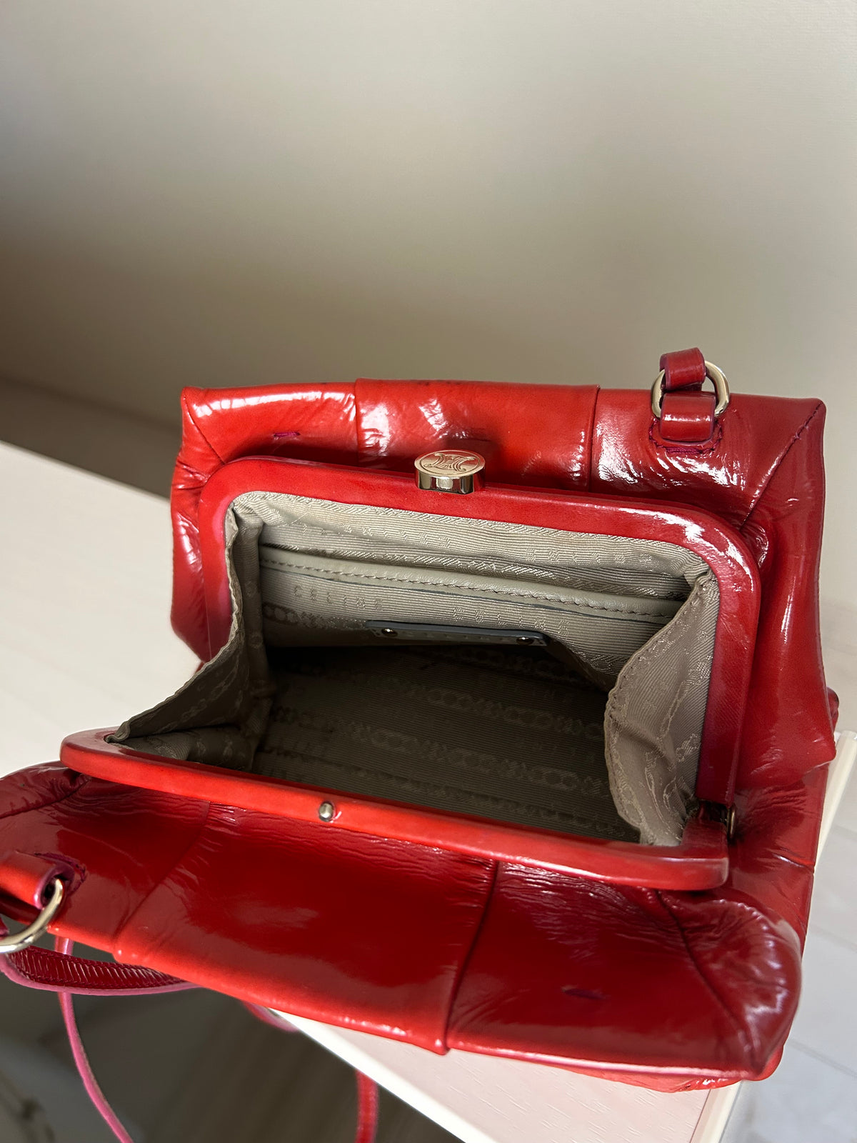 Celine Red Patent Leather Sling