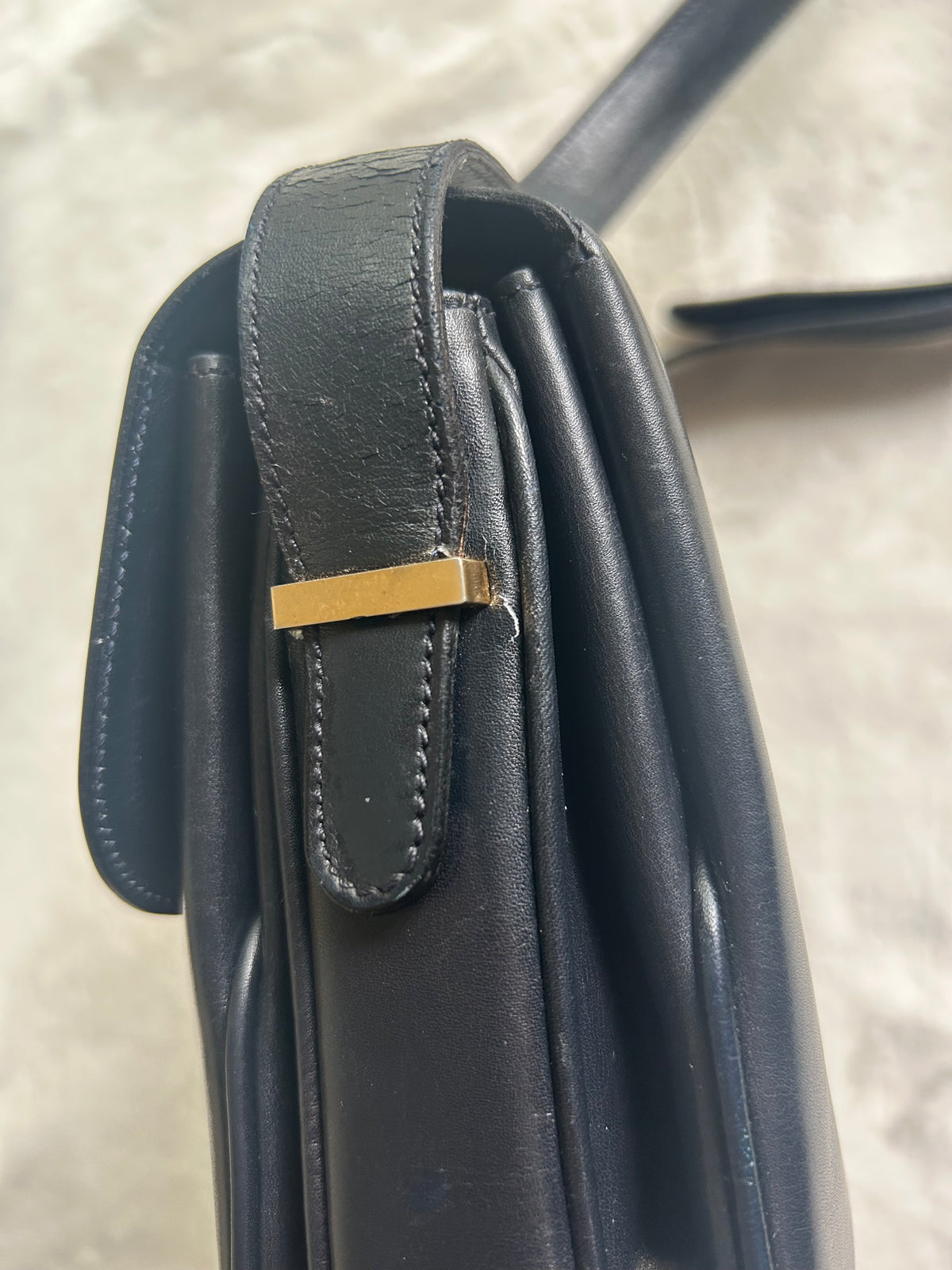Celine Navy Horsebit Turnlock Logo