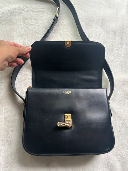 Celine Navy Horsebit Turnlock Logo