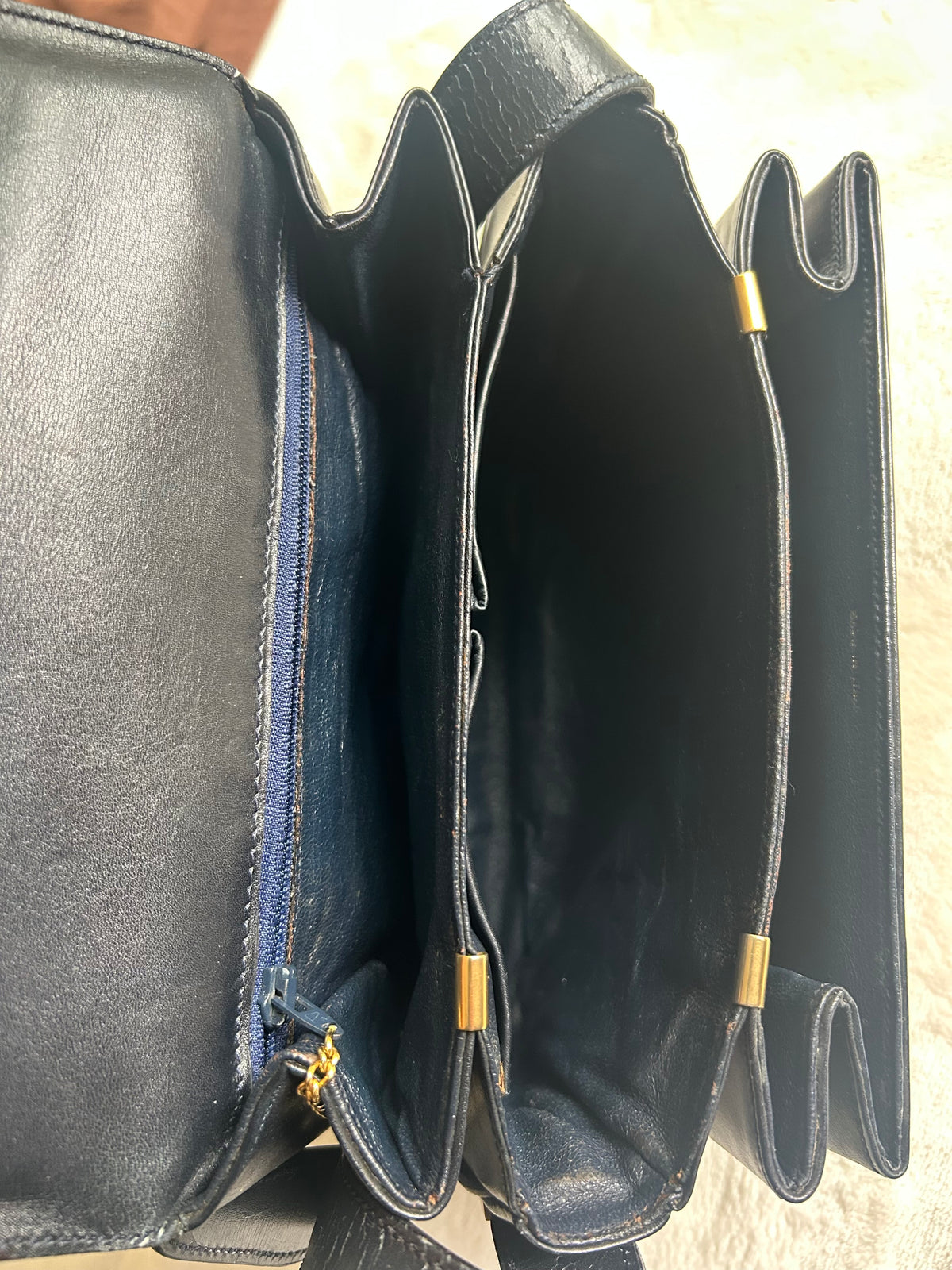 Celine Navy Horsebit Turnlock Logo