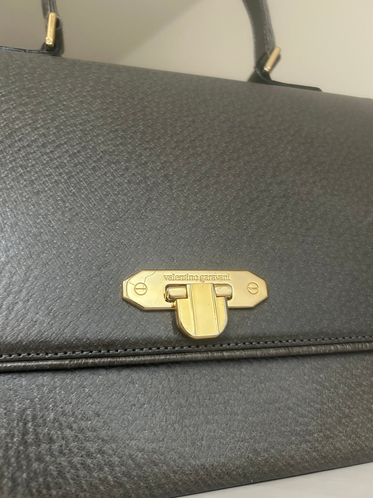 Valentino Garavani Gray Trapezoid Hand Bag
