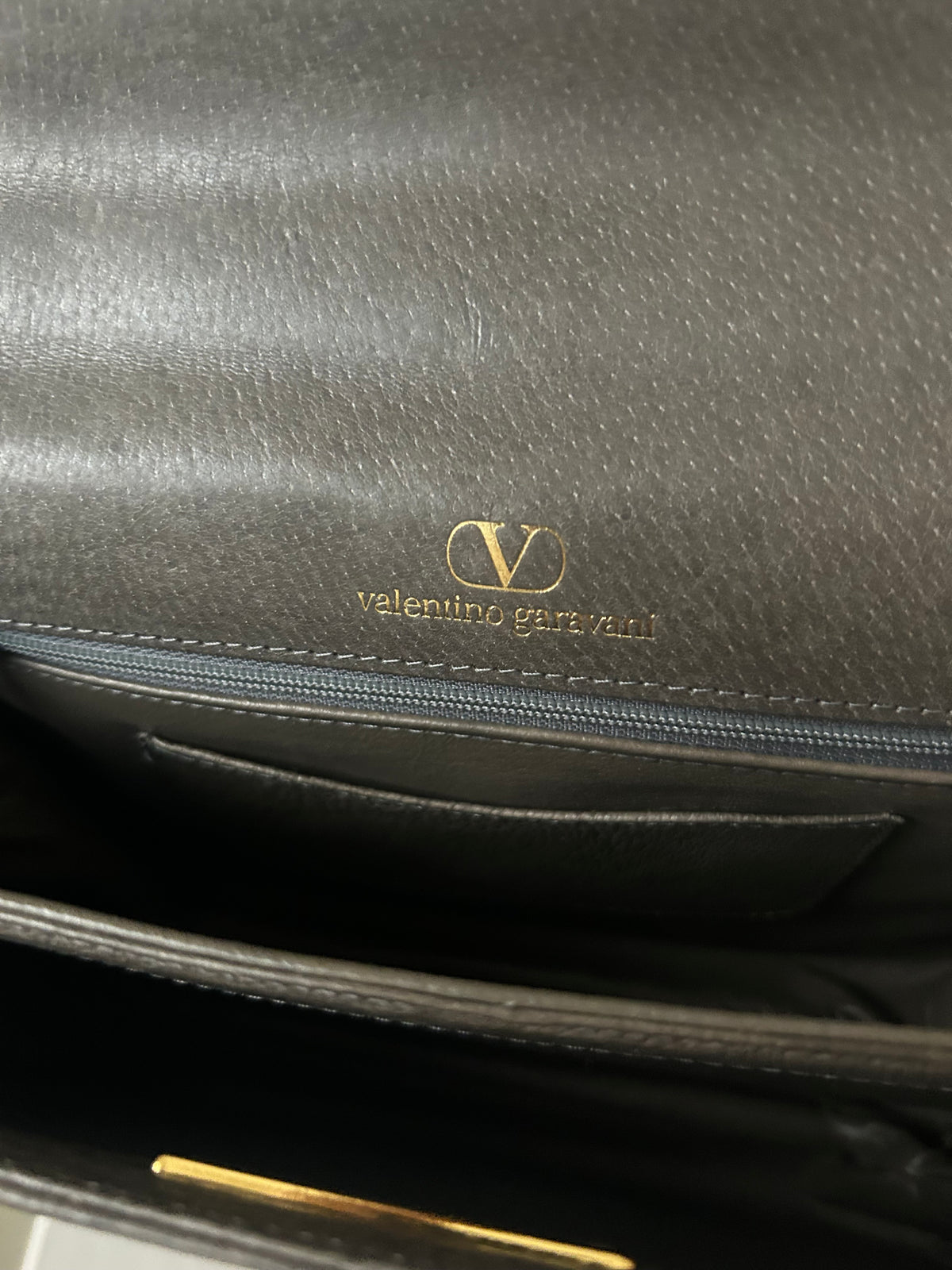 Valentino Garavani Gray Trapezoid Hand Bag