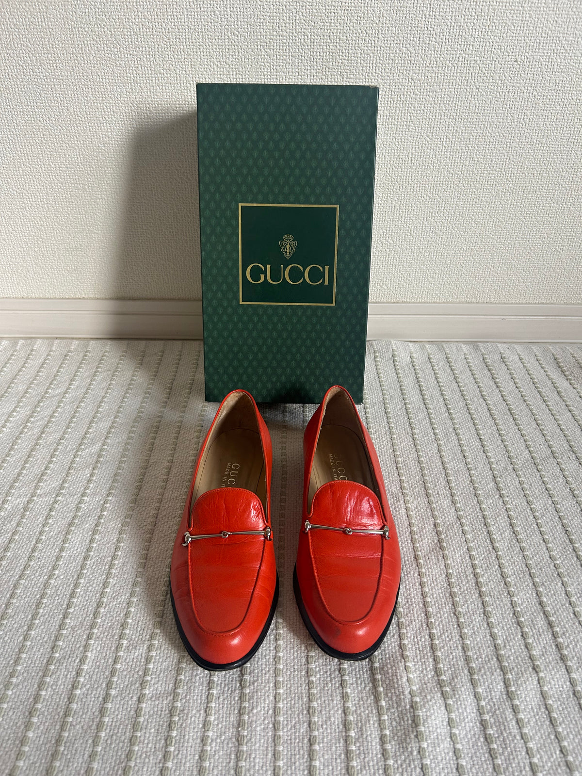 Gucci Orange Moccasins Horsebit Logo