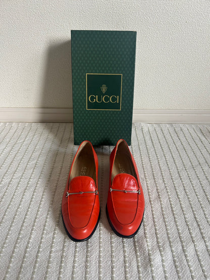 Gucci Orange Moccasins Horsebit Logo