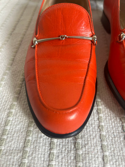 Gucci Orange Moccasins Horsebit Logo