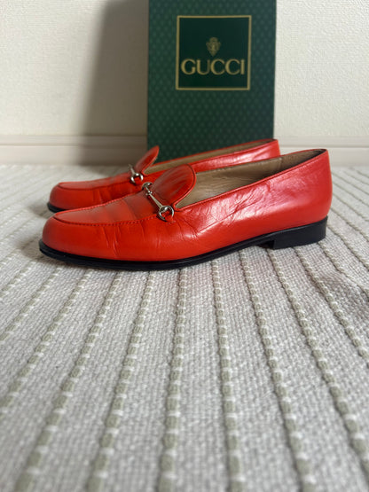 Gucci Orange Moccasins Horsebit Logo