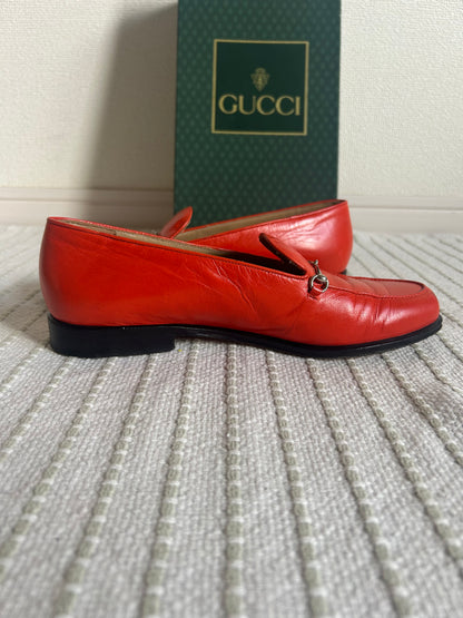 Gucci Orange Moccasins Horsebit Logo