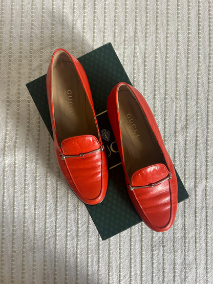 Gucci Orange Moccasins Horsebit Logo