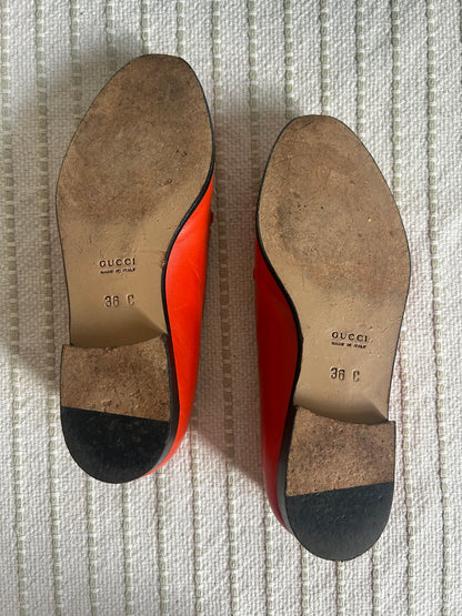 Gucci Orange Moccasins Horsebit Logo