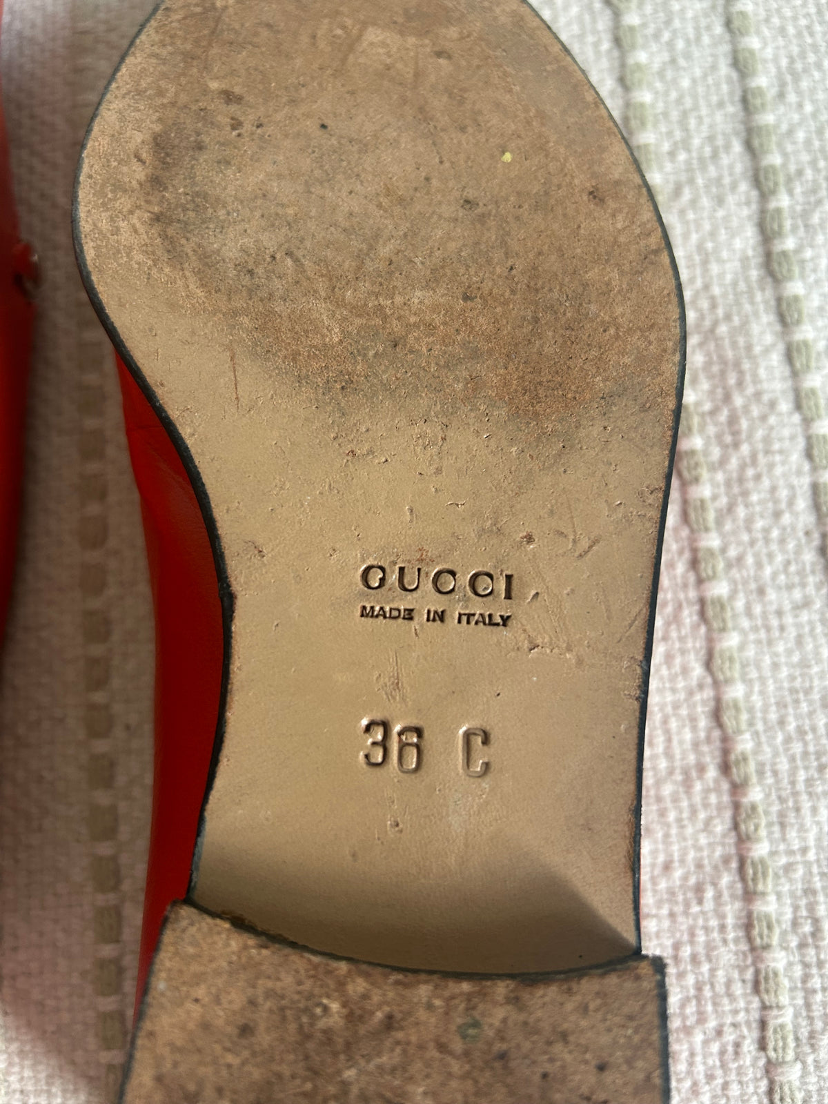 Gucci Orange Moccasins Horsebit Logo