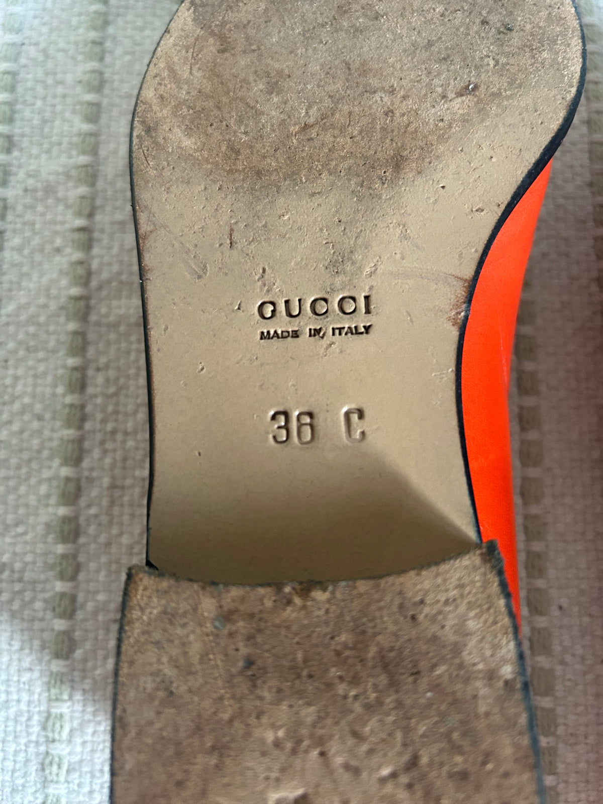 Gucci Orange Moccasins Horsebit Logo