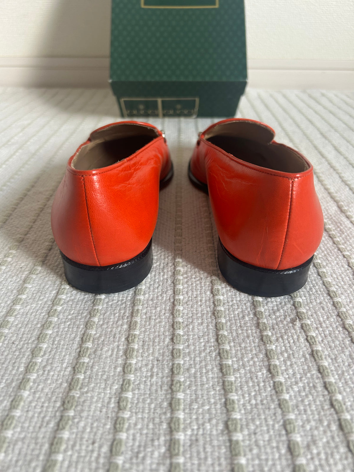 Gucci Orange Moccasins Horsebit Logo