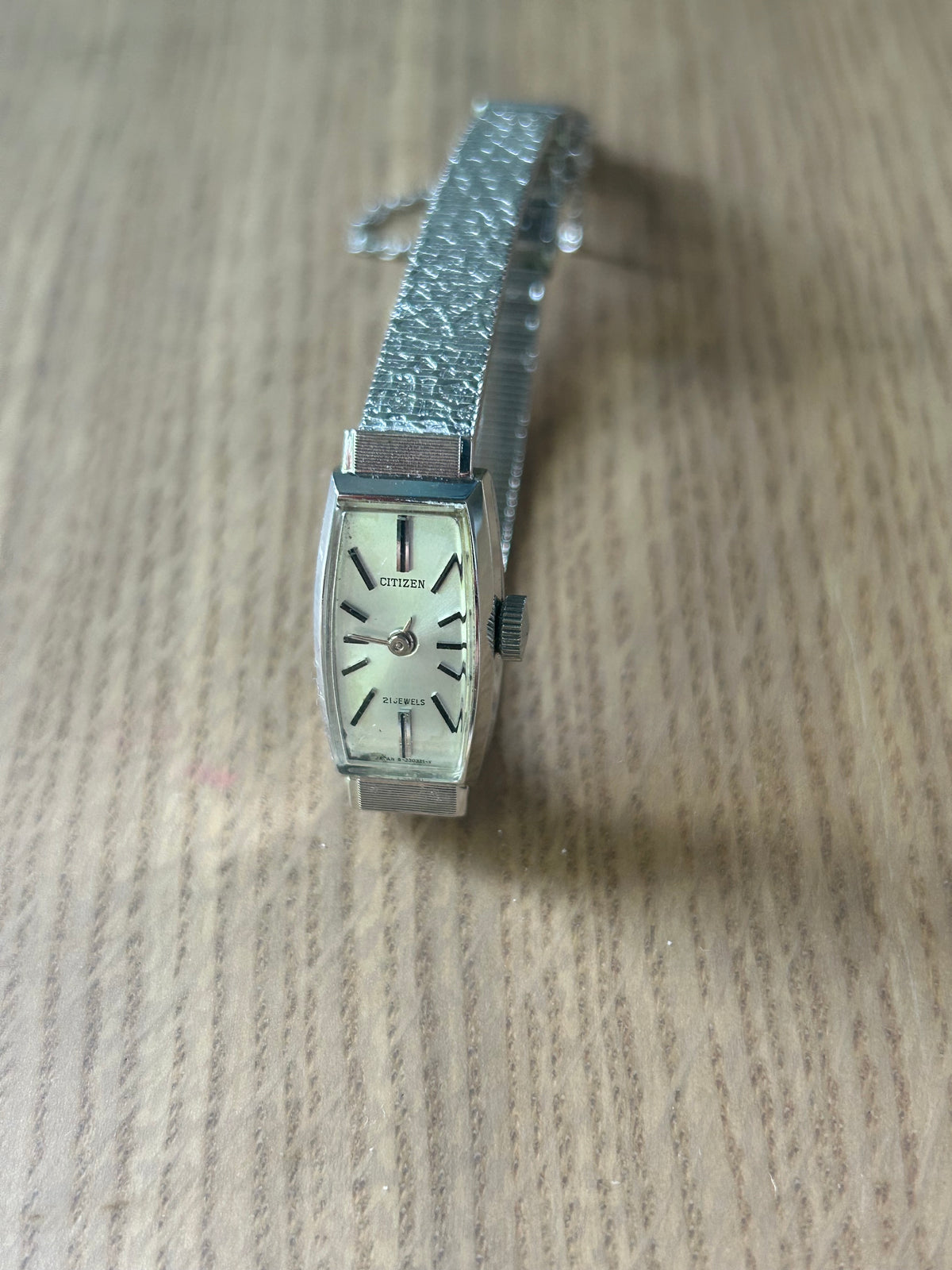 Citizen Rectangular Silver-tone Hand Wound Watch