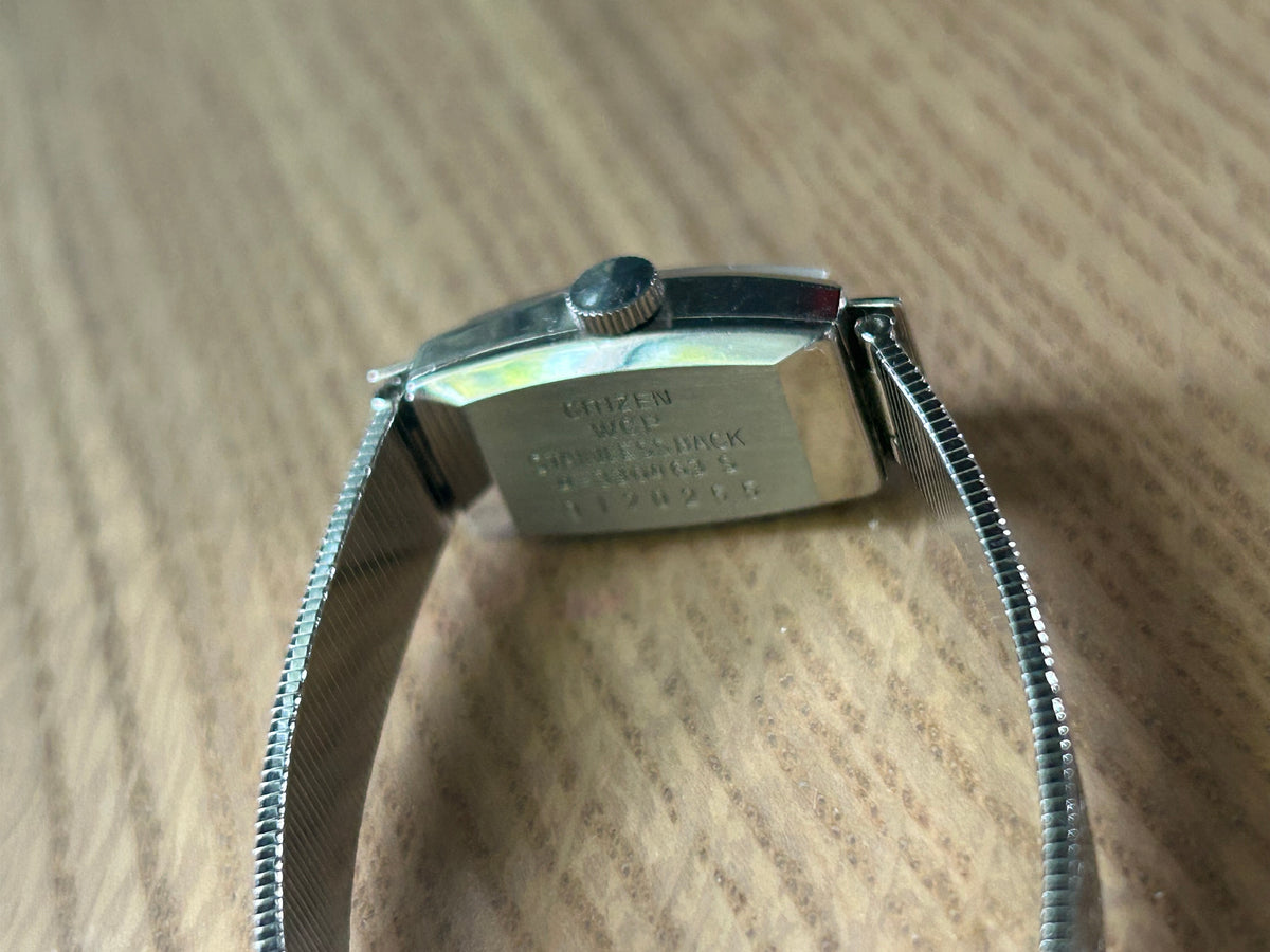Citizen Rectangular Silver-tone Hand Wound Watch