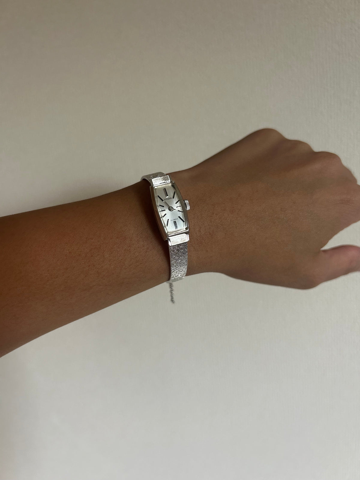 Citizen Rectangular Silver-tone Hand Wound Watch
